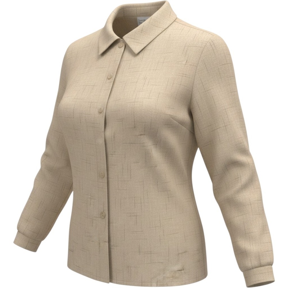 Leslie Belle Petite Vintage Beige Textured Button Front Blouse 1637 Size 14P